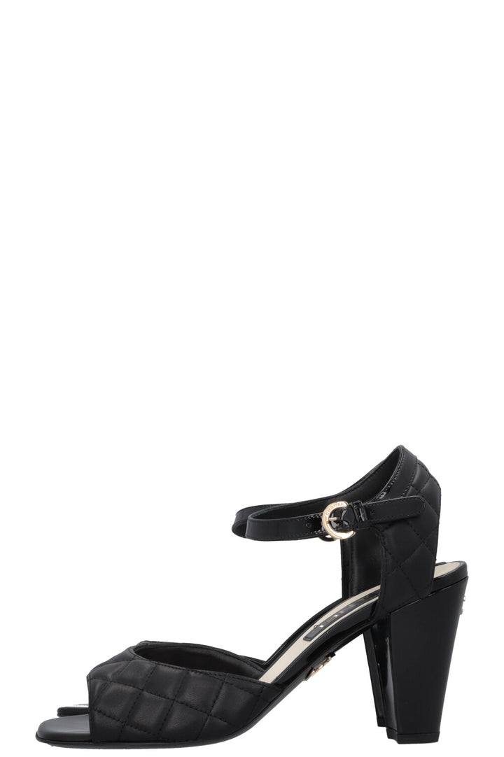 CHANEL Quilted CC Heels Leather Black