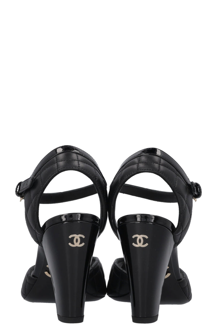 CHANEL Quilted CC Heels Leather Black