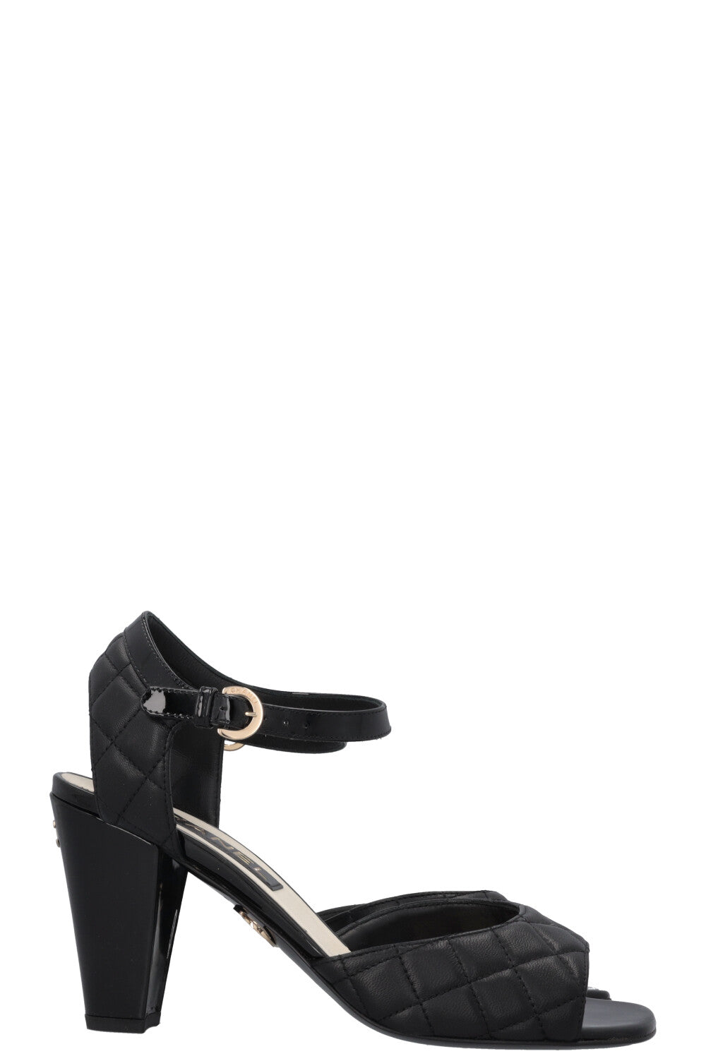 CHANEL Quilted CC Heels Leather Black