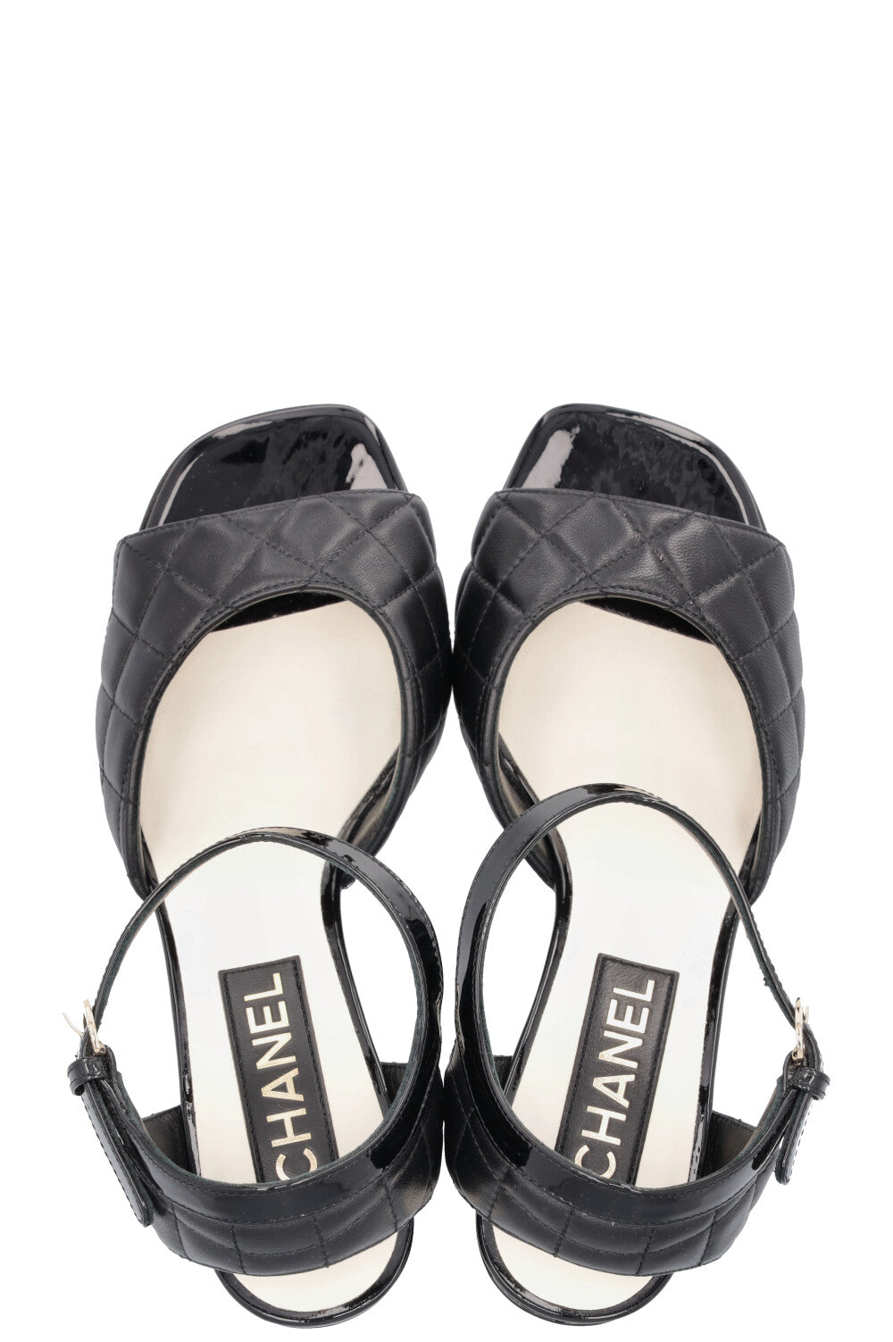 CHANEL Quilted CC Heels Leather Black