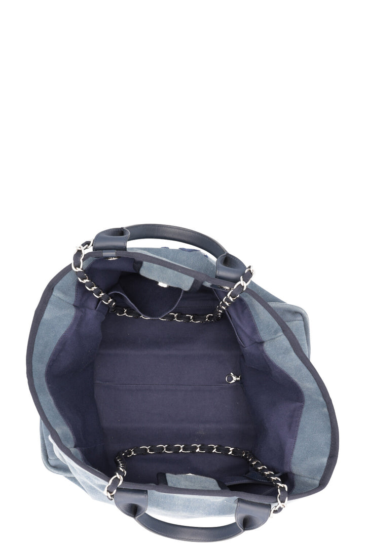 CHANEL Medium Deauville Tote Bag Denim Blue