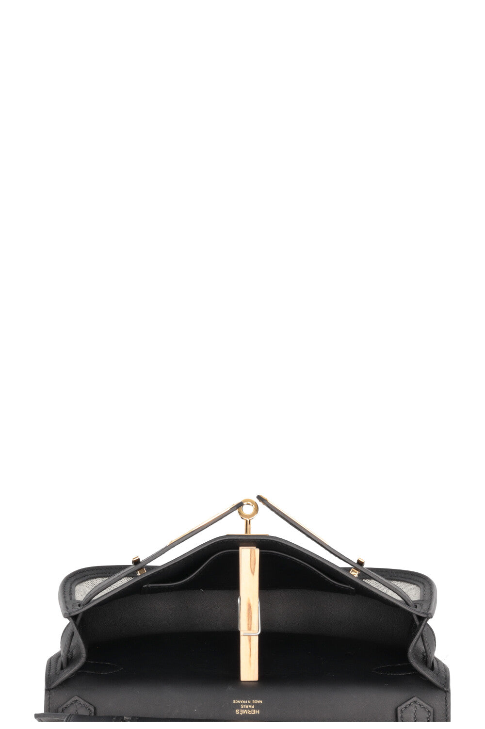 HERMÈS Jypsiere Petit Toile Cuir Écru Noir
