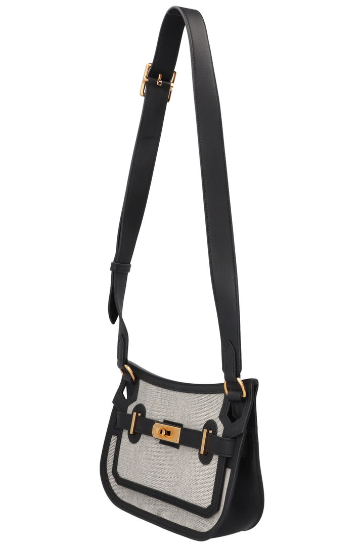 HERMÈS Jypsiere Petit Toile Cuir Écru Noir