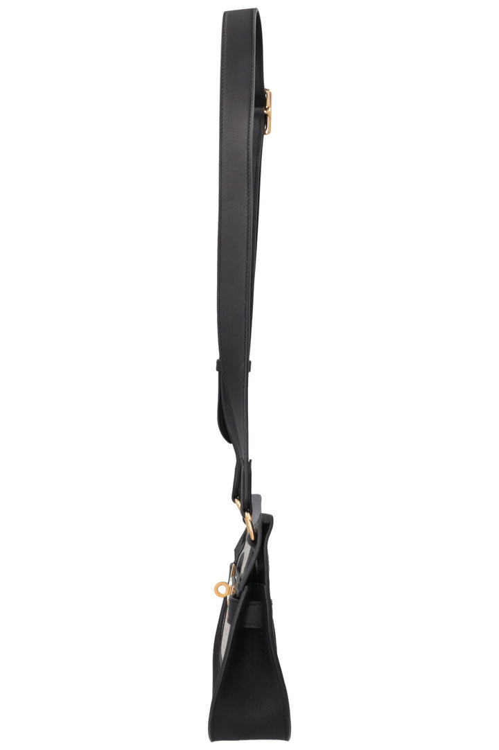 HERMÈS Jypsiere Petit Toile Cuir Écru Noir