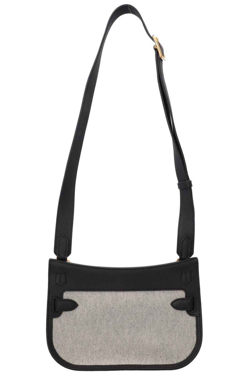HERMÈS Jypsiere Petit Toile Cuir Écru Noir