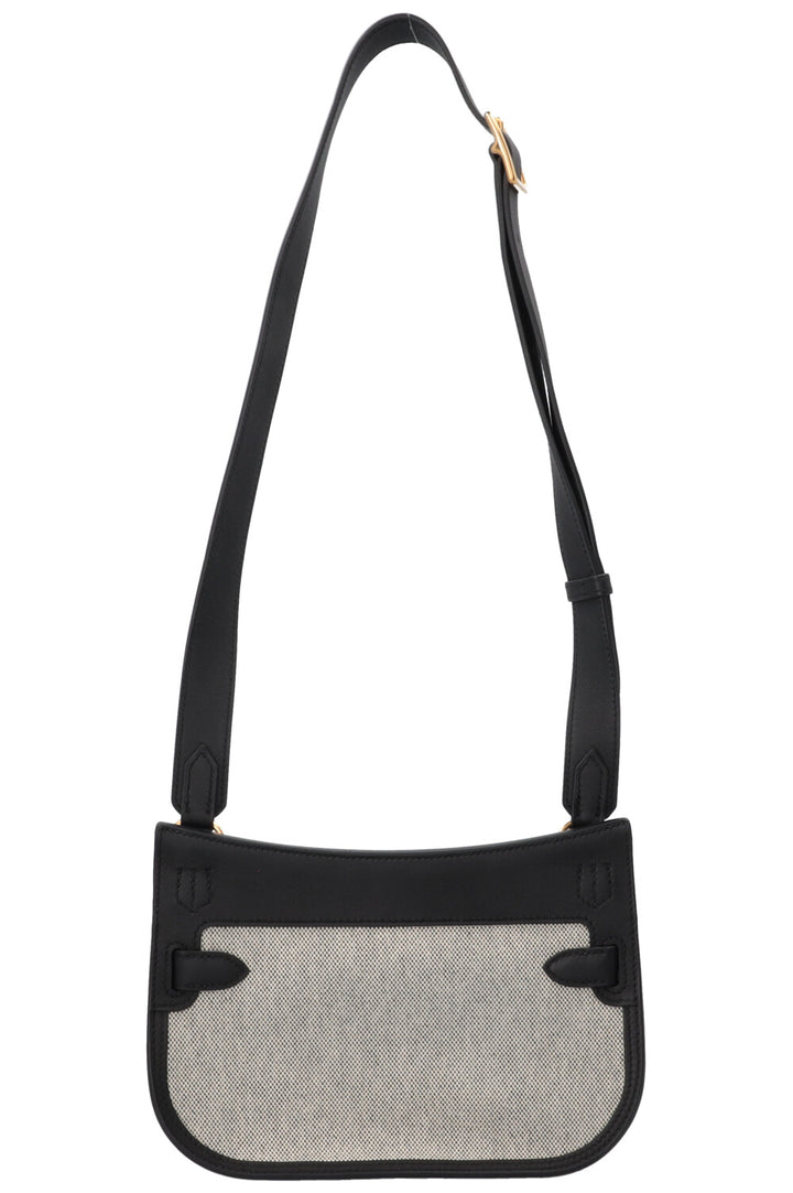 HERMÈS Jypsiere Petit Toile Cuir Écru Noir