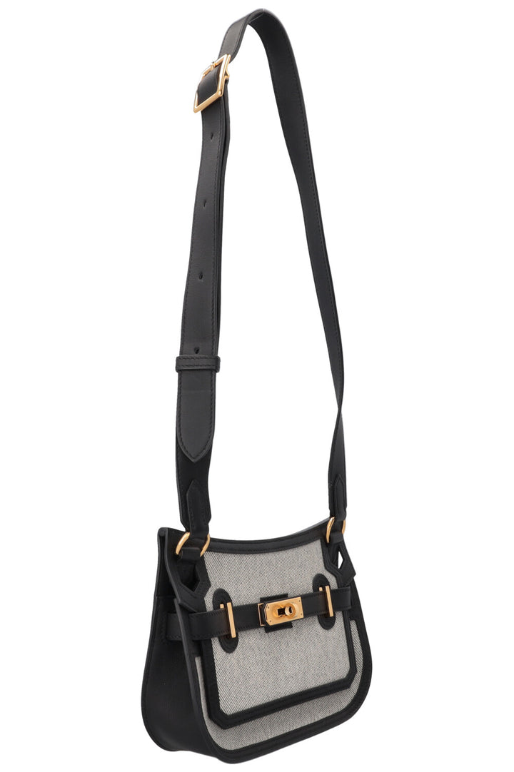HERMÈS Jypsiere Petit Toile Cuir Écru Noir