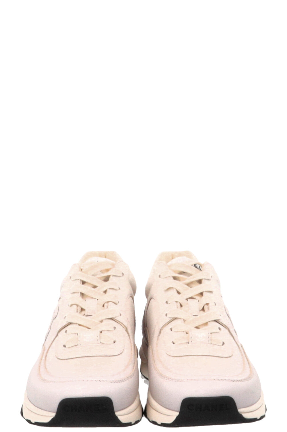 CHANEL CC Tennis Sneakers Leahter Blush Pink
