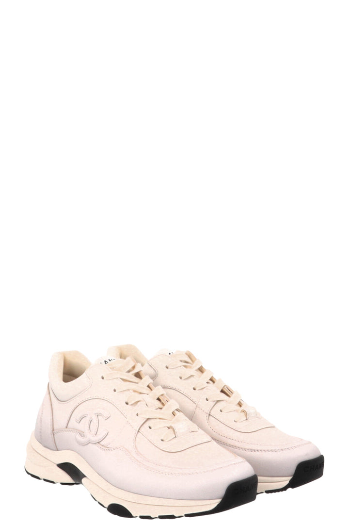 CHANEL CC Tennis Sneakers Leahter Blush Pink