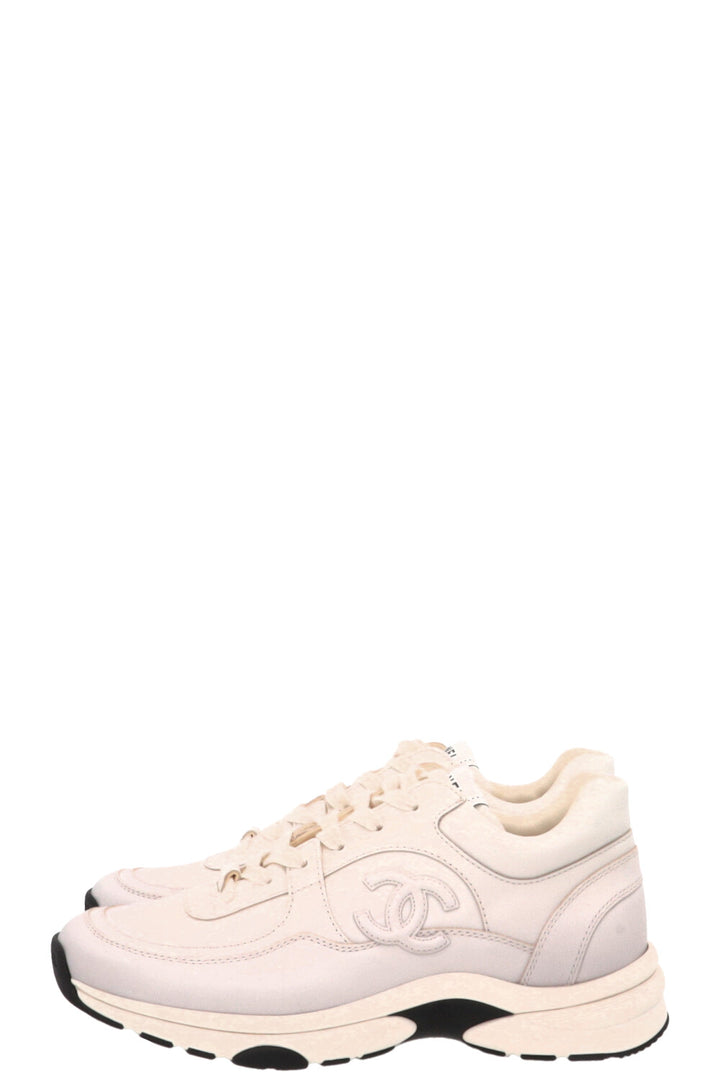 CHANEL CC Tennis Sneakers Leahter Blush Pink