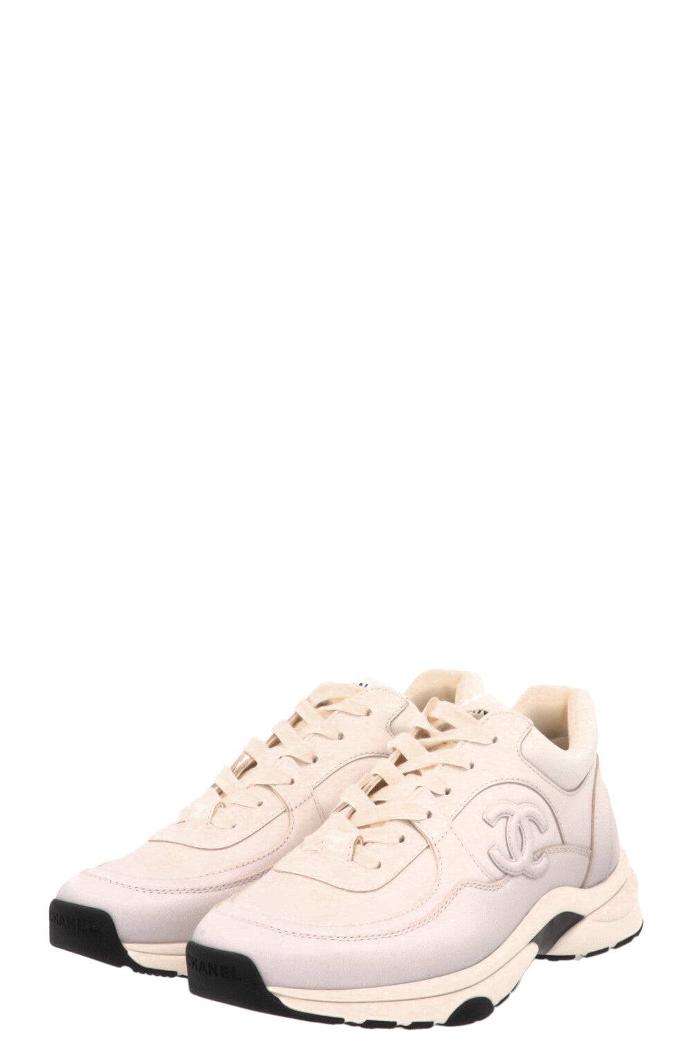 CHANEL CC Tennis Sneakers Leahter Blush Pink