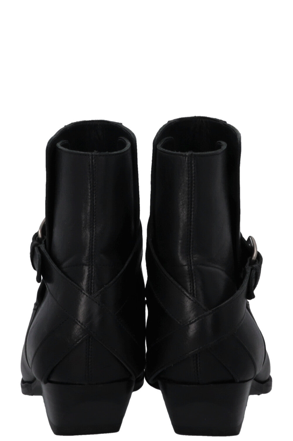 CELINE Buckled Cowboy Ankle Boots Black