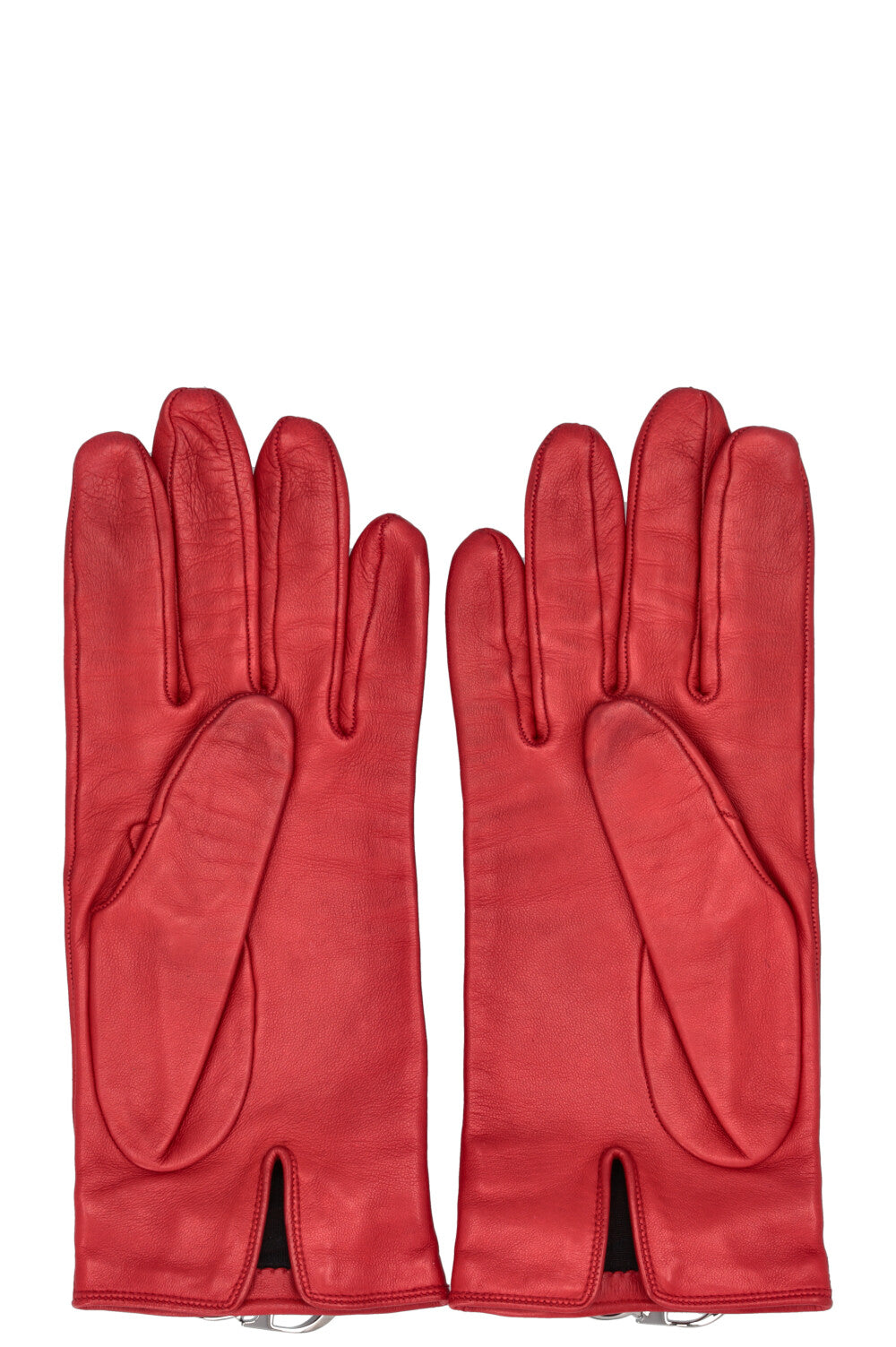 CHRISTIAN DIOR CD Logo Gloves Leather Red