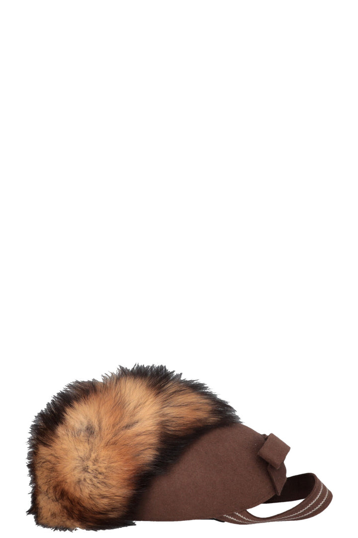 CHRISTIAN DIOR Bow Embellished Rabbit Fox Hat Brown