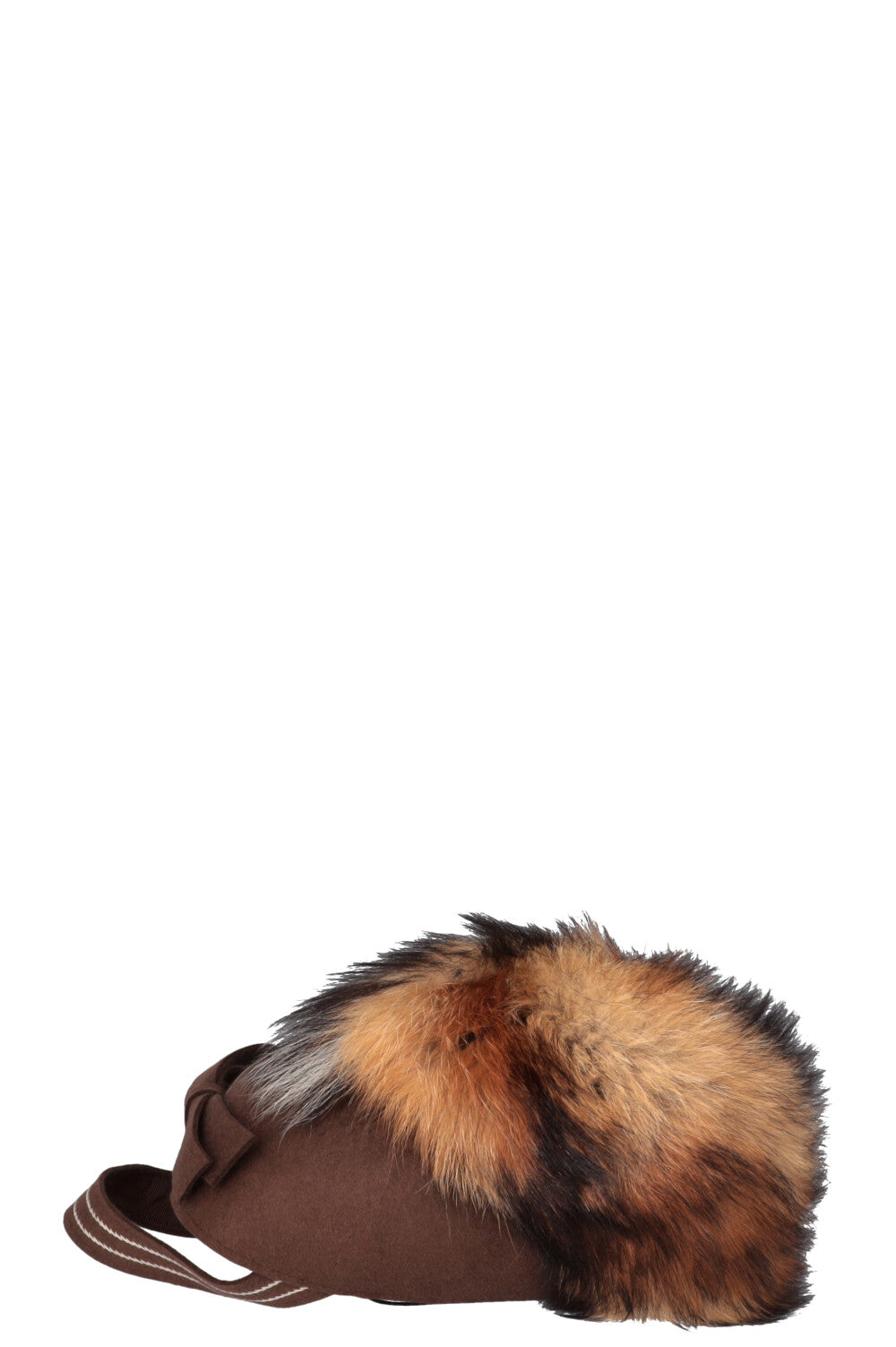 CHRISTIAN DIOR Bow Embellished Rabbit Fox Hat Brown