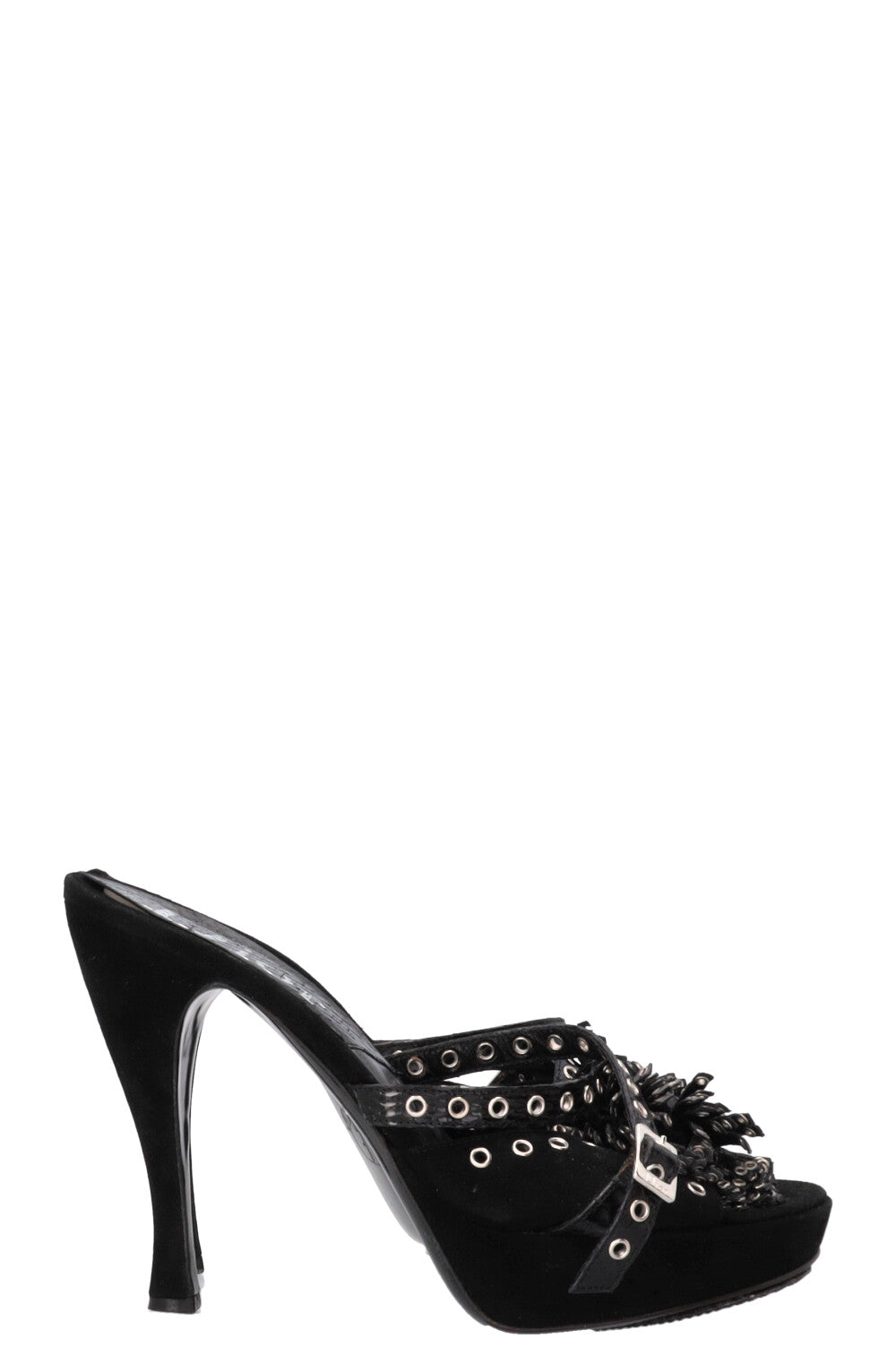 CHRISTIAN DIOR Talons Compensés à Fleurs Œillets Daim Python
