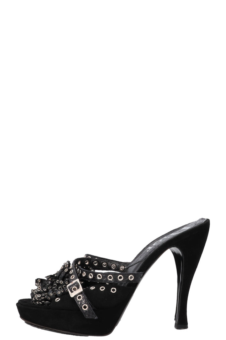 CHRISTIAN DIOR Talons Compensés à Fleurs Œillets Daim Python