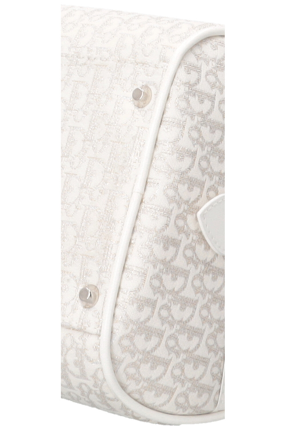 CHRISTIAN DIOR Trotter Gambler Bag Canvas White Silver