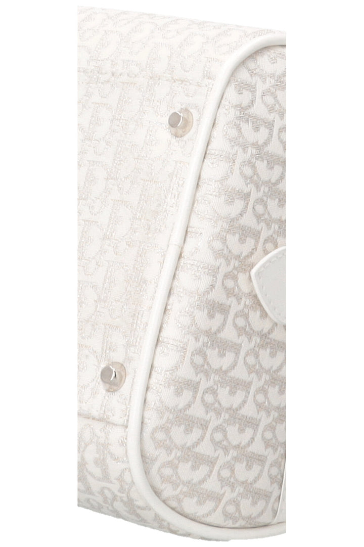 CHRISTIAN DIOR Trotter Gambler Bag Canvas White Silver