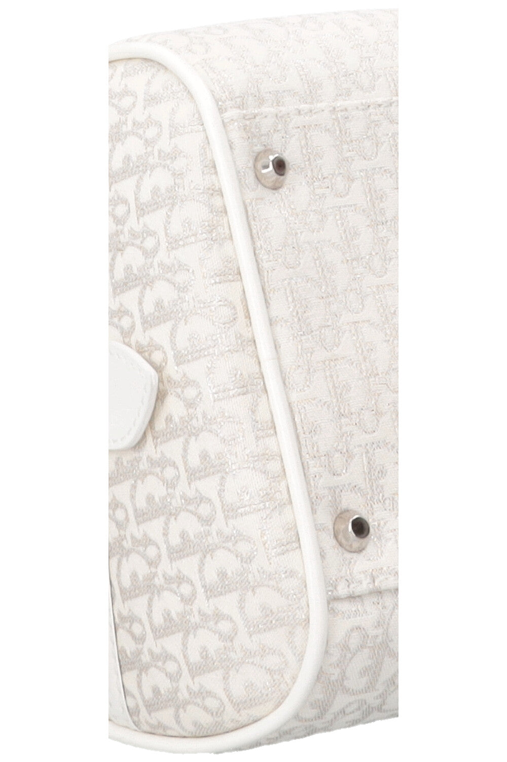 CHRISTIAN DIOR Trotter Gambler Bag Canvas White Silver