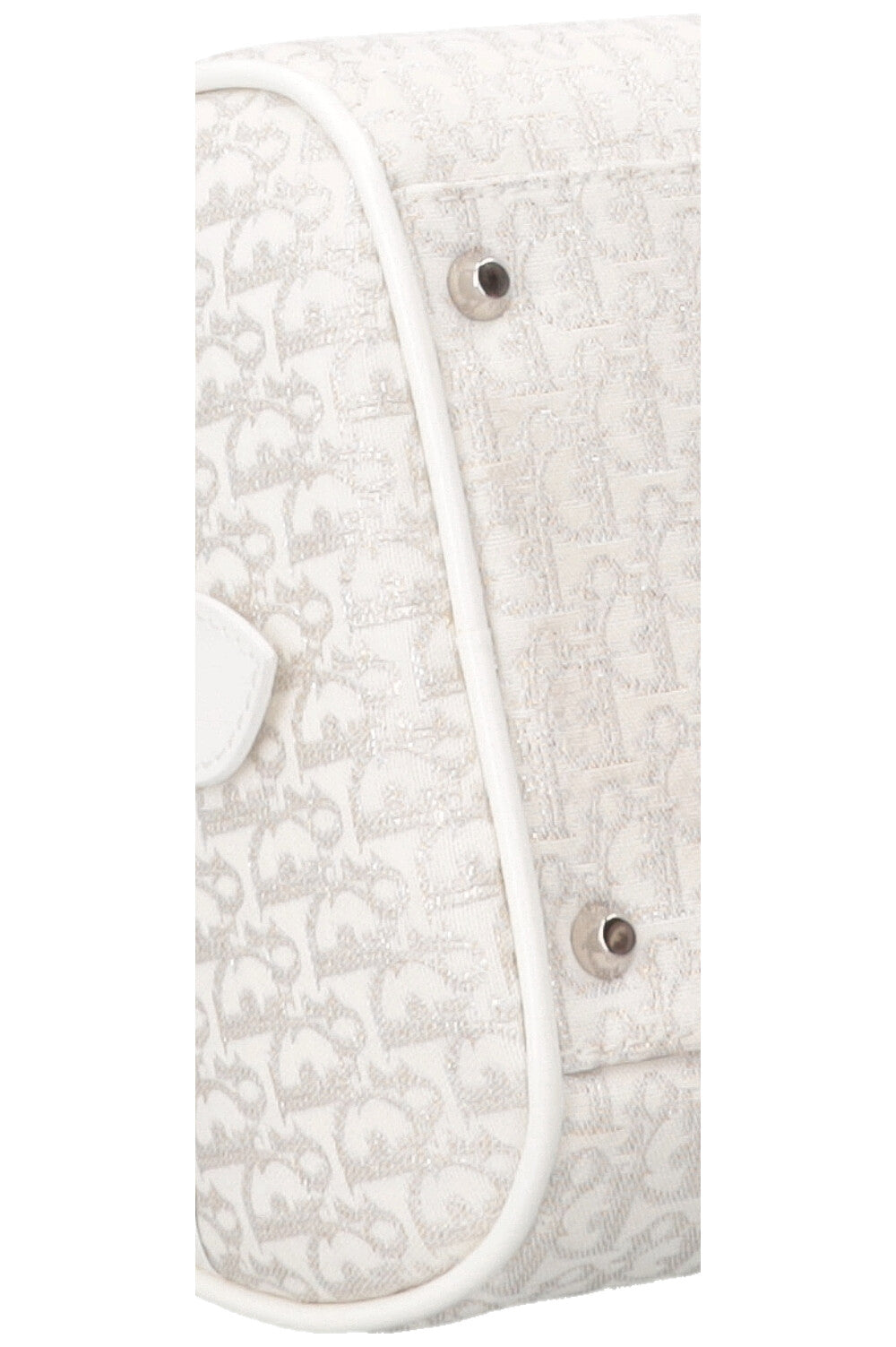 CHRISTIAN DIOR Trotter Gambler Bag Canvas White Silver
