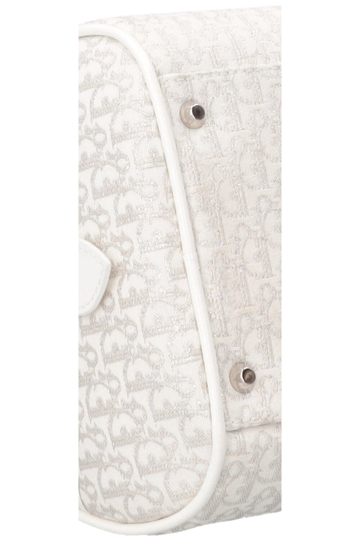 CHRISTIAN DIOR Trotter Gambler Bag Canvas White Silver