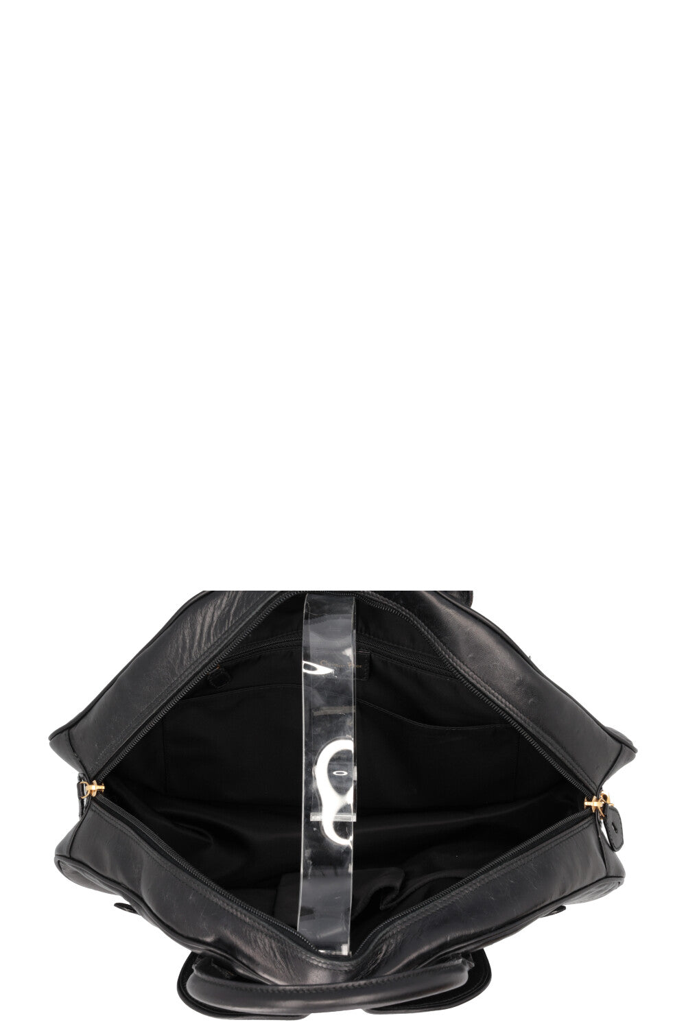 CHRISTIAN DIOR Double Saddle Bowler Bag Ostrich Black