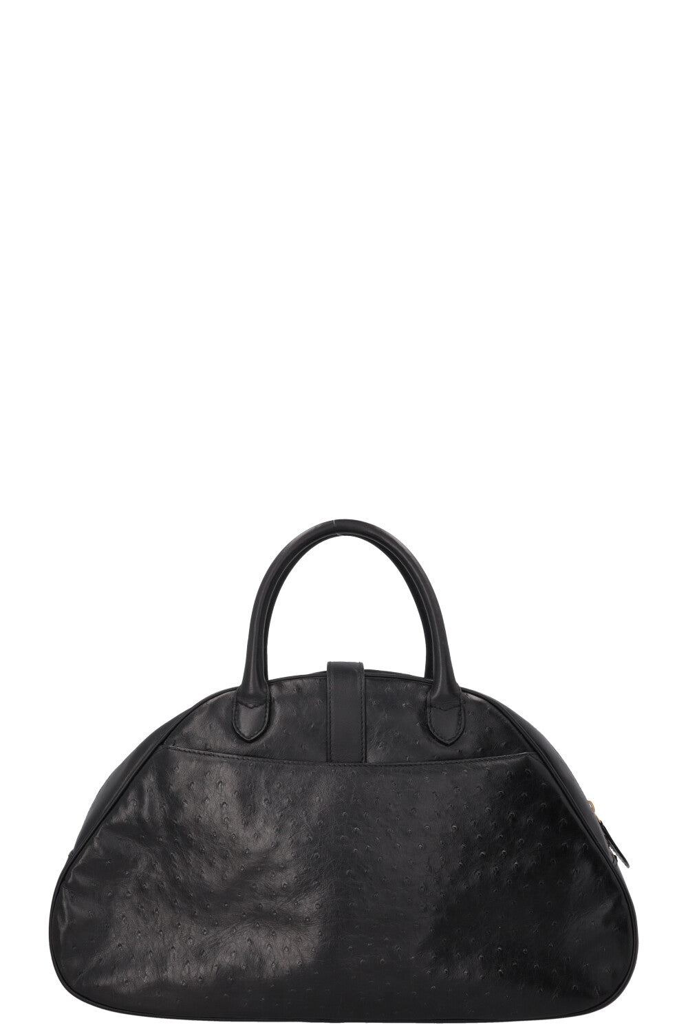 CHRISTIAN DIOR Double Saddle Bowler Bag Ostrich Black