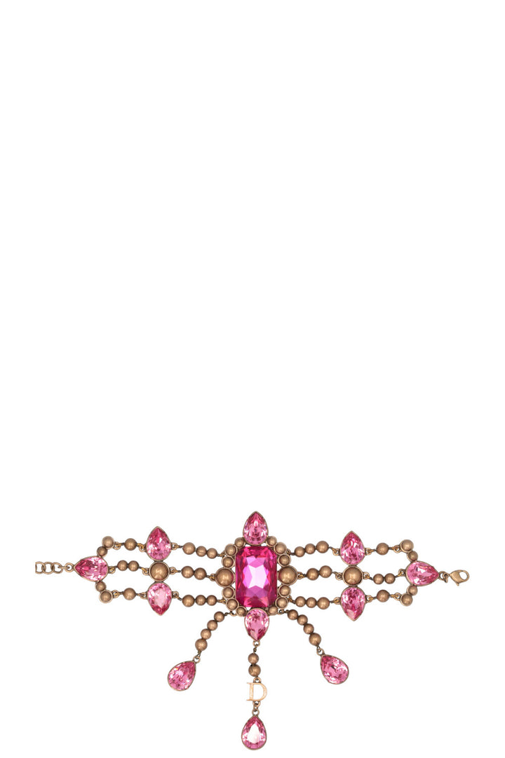CHRISTIAN DIOR Crystal Drop Bracelet Pink