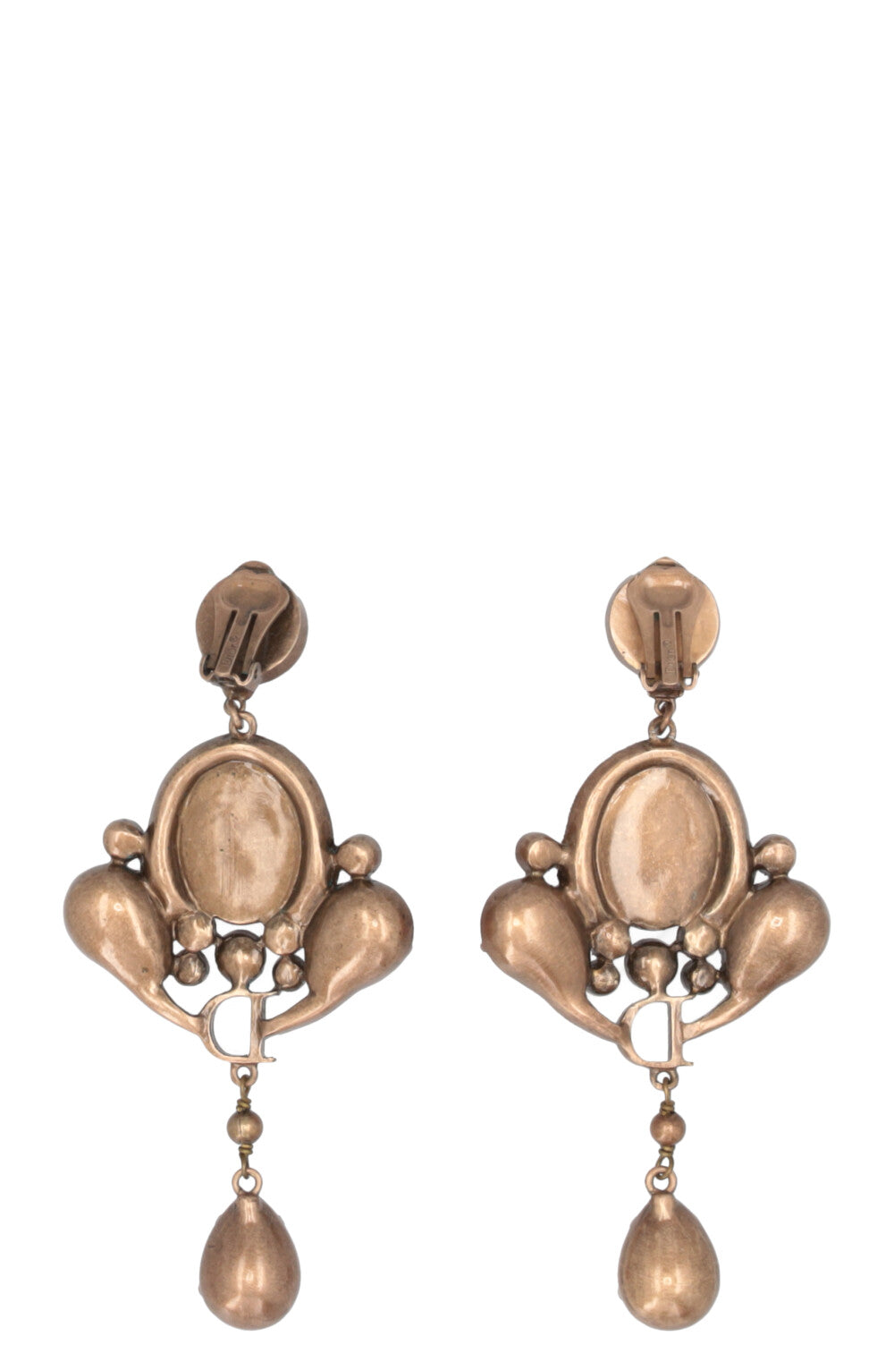 CHRISTIAN DIOR Crystal Drop Ear Clips Pink