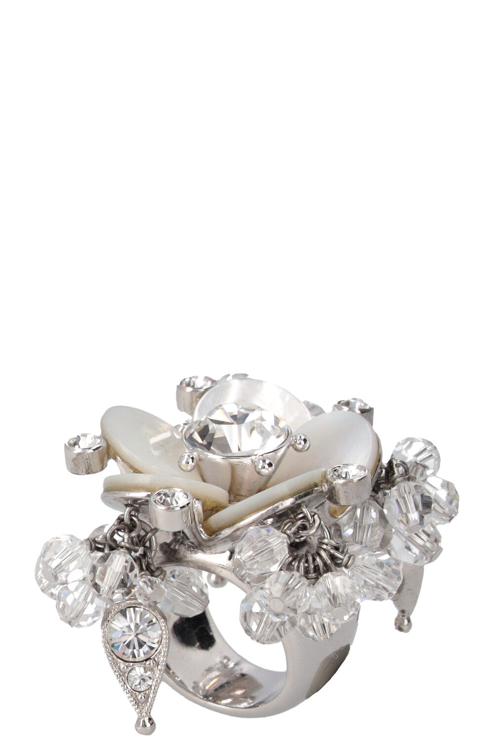CHRISTIAN DIOR Floral Ring Silver MOP