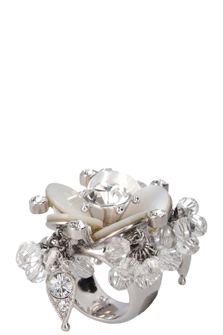 CHRISTIAN DIOR Floral Ring Silver MOP