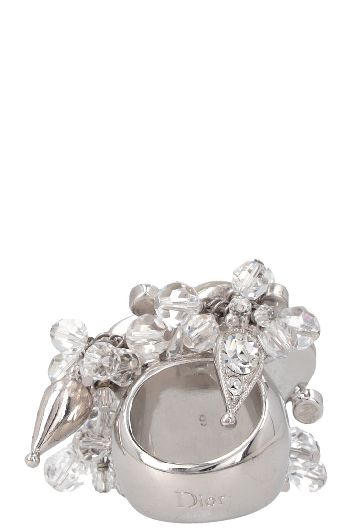 CHRISTIAN DIOR Floral Ring Silver MOP