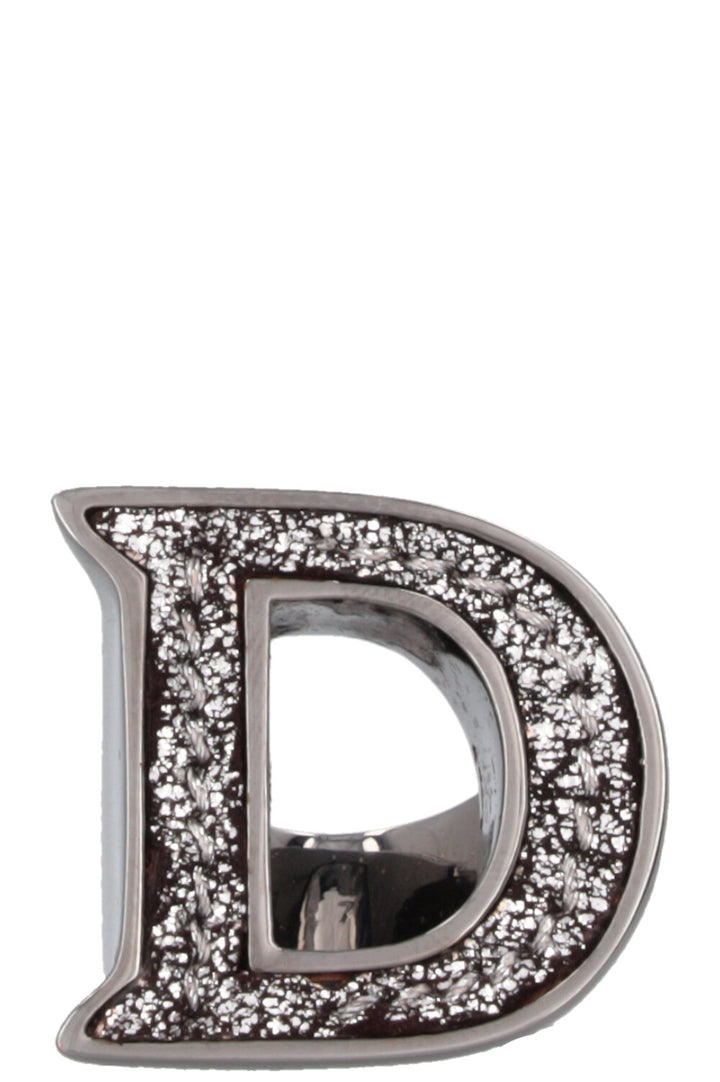 CHRISTIAN DIOR D Cocktail Ring Charcoal