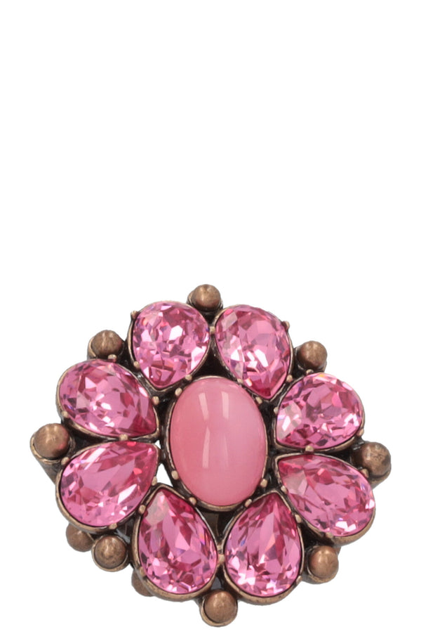 CHRISTIAN DIOR Crystal Flower Cocktail Ring Pink