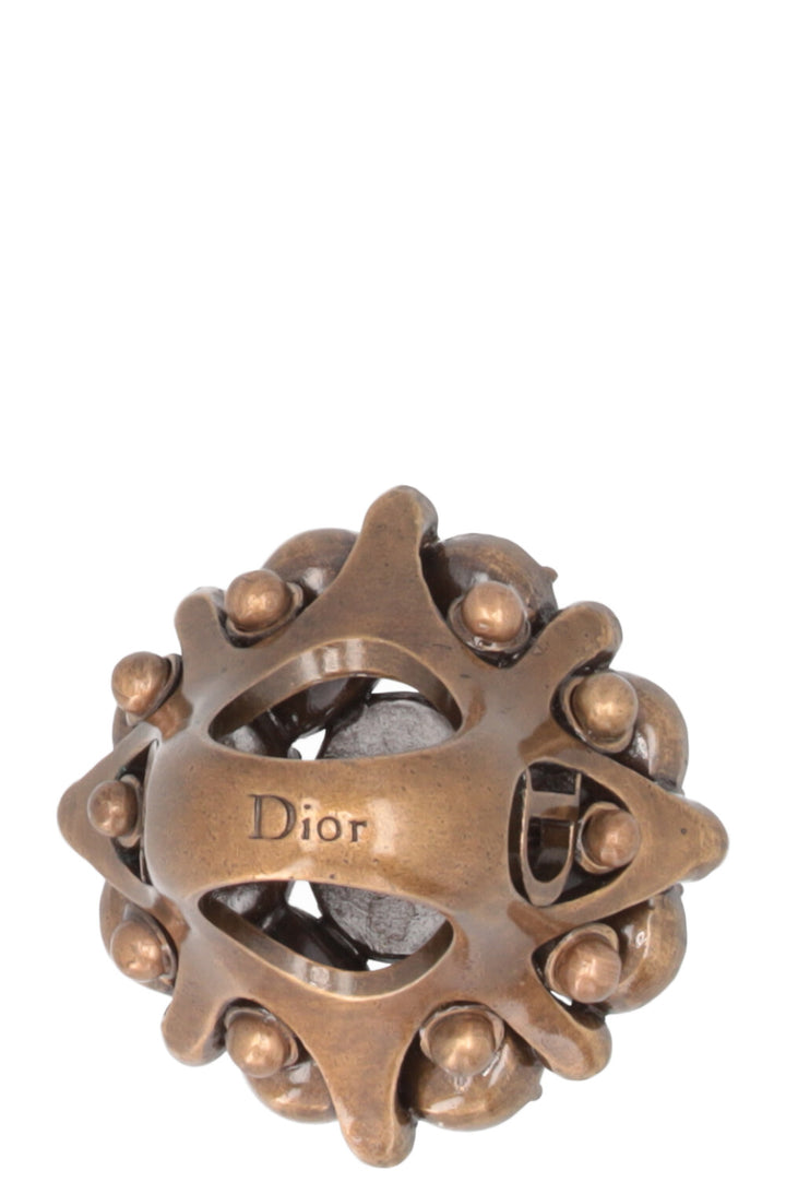 CHRISTIAN DIOR Crystal Flower Cocktail Ring Pink