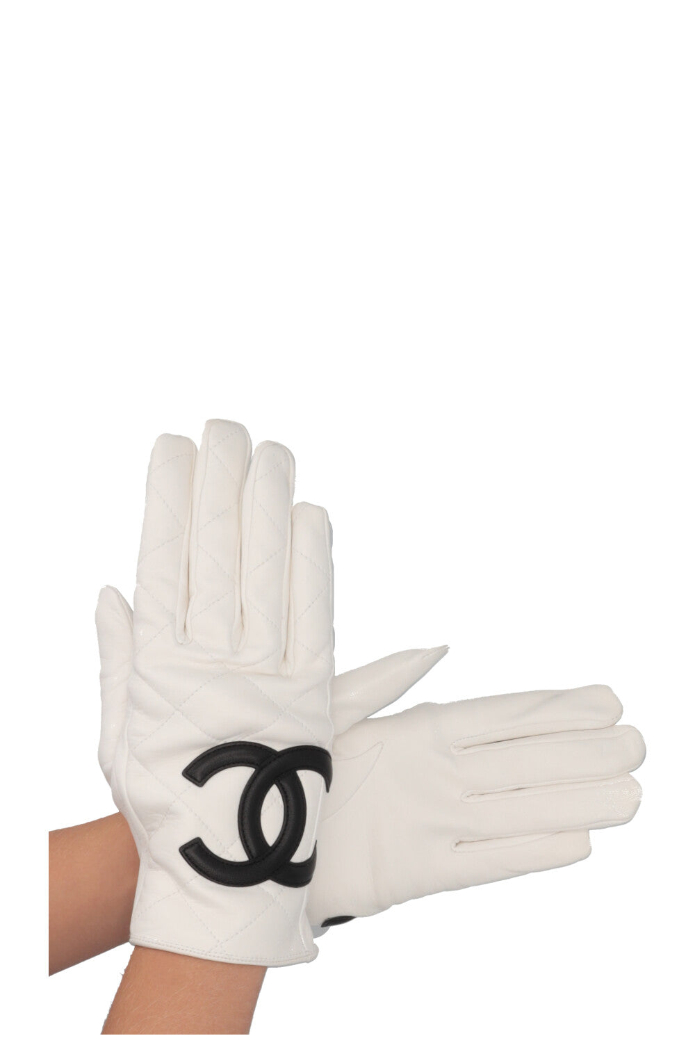 CHANEL CC Gloves Leather White