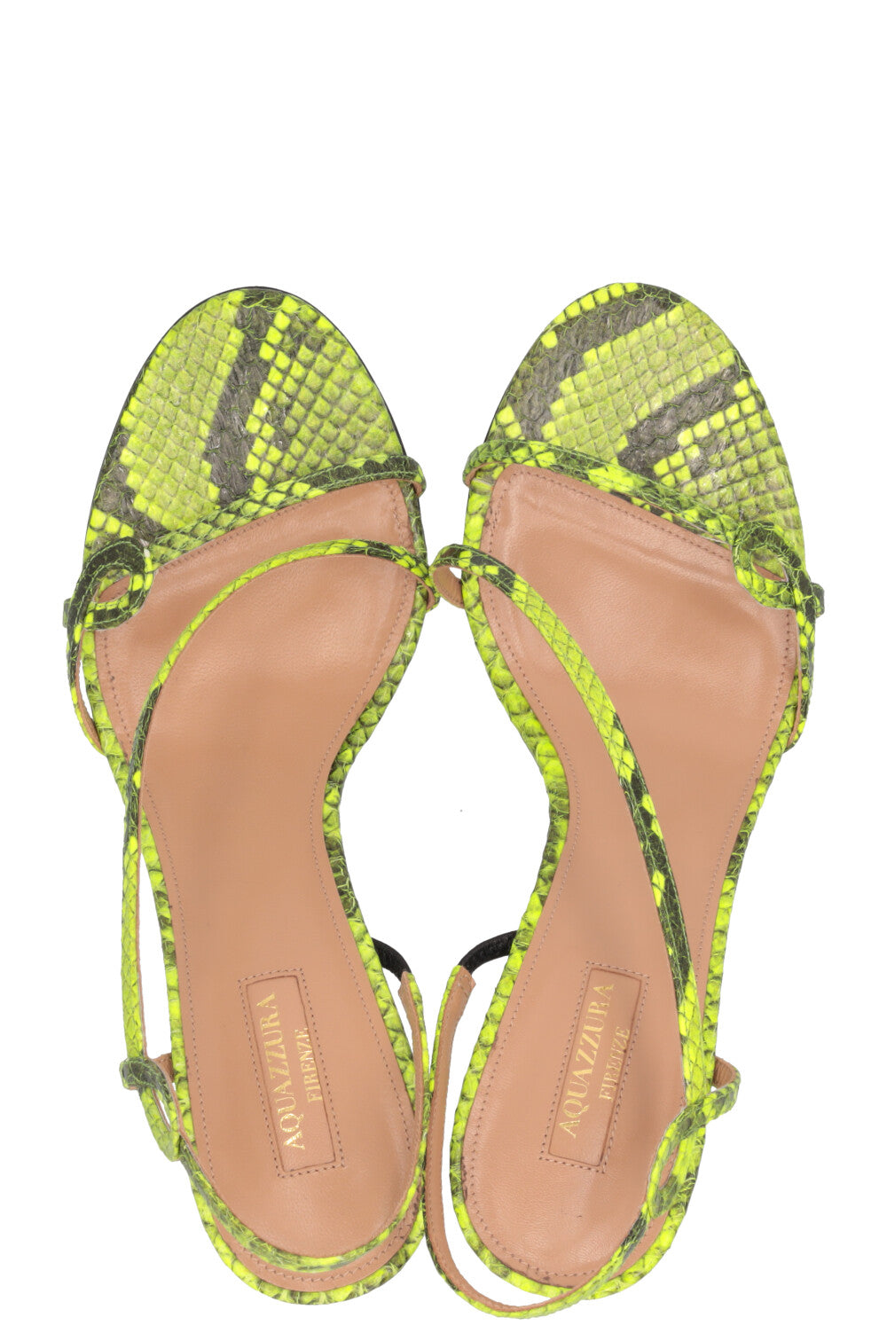 AQUAZZURA Serpentine Sandals Python Green