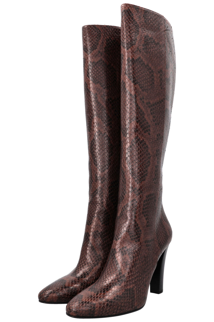 SAINT LAURENT Lily 95 Boots Python Brown