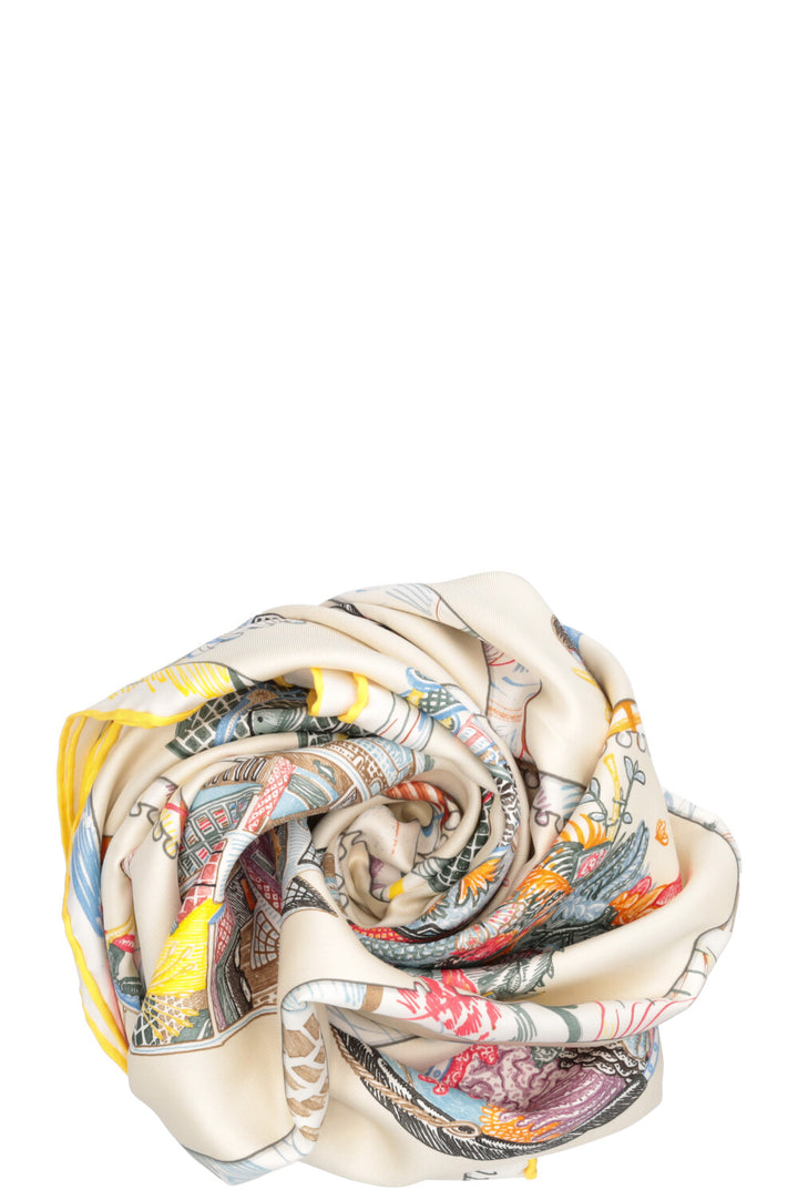 HERMÈS Chevaloscope 90 Scarf Silk Ivory