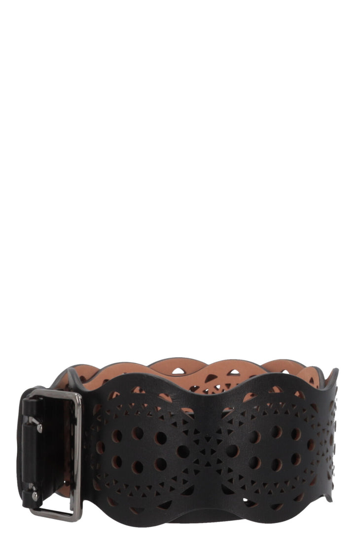 ALAÏA Lasercut Belt Black