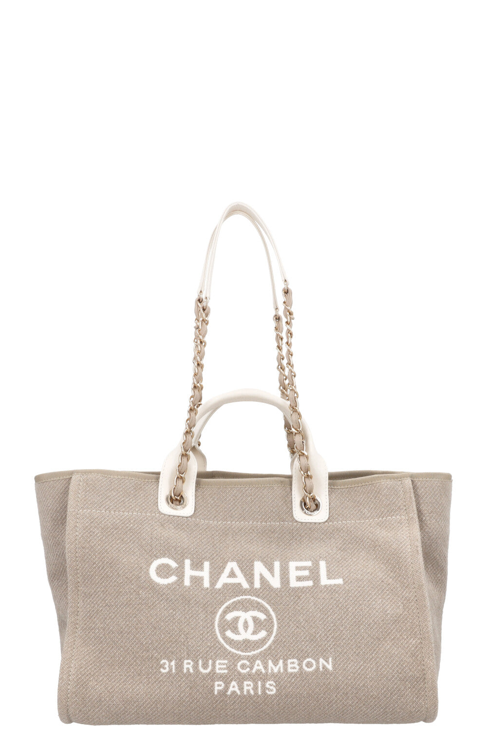 CHANEL Deauville Medium Canvas Beige