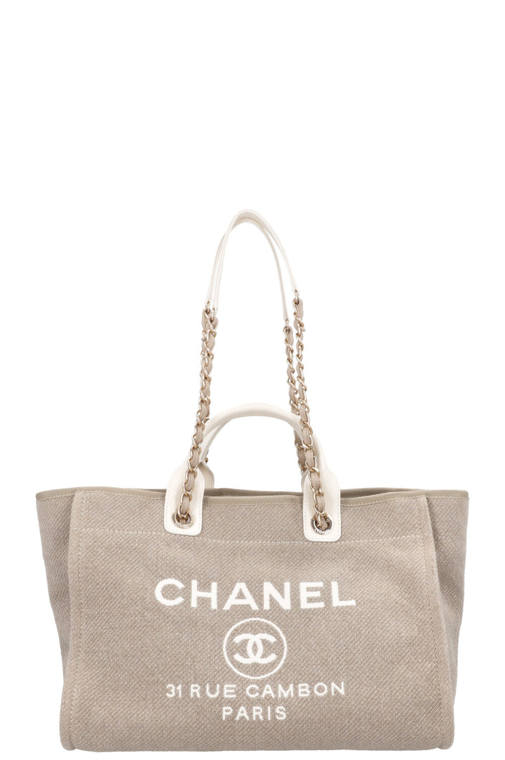 CHANEL Deauville Medium Canvas Beige