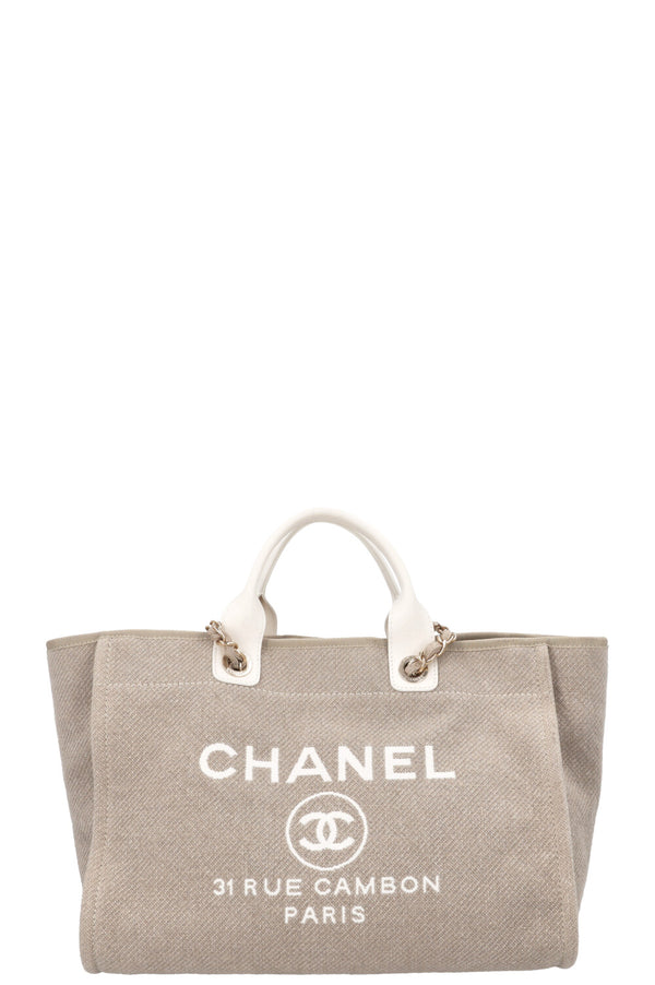 CHANEL Deauville Medium Canvas Beige