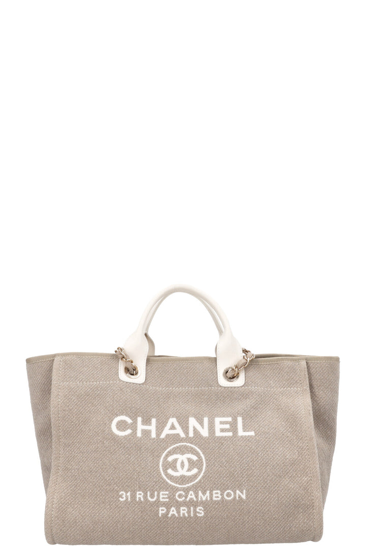 CHANEL Deauville Medium Canvas Beige