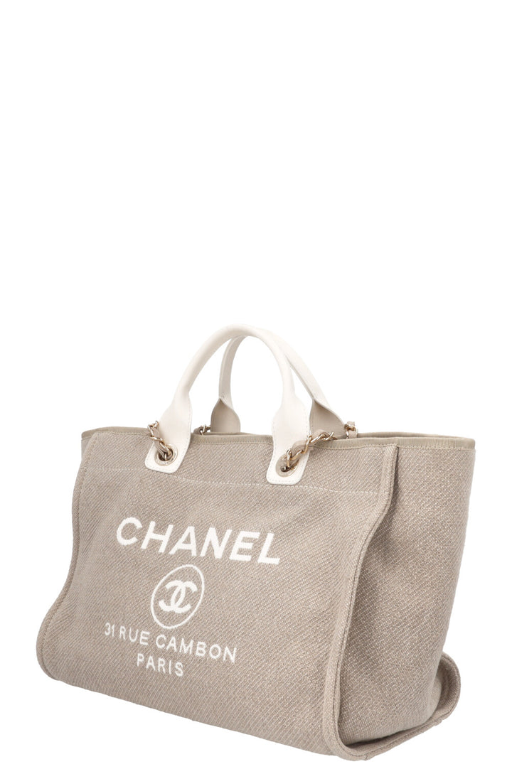 CHANEL Deauville Medium Canvas Beige
