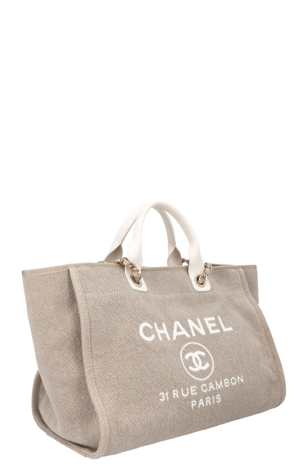 CHANEL Deauville Medium Canvas Beige