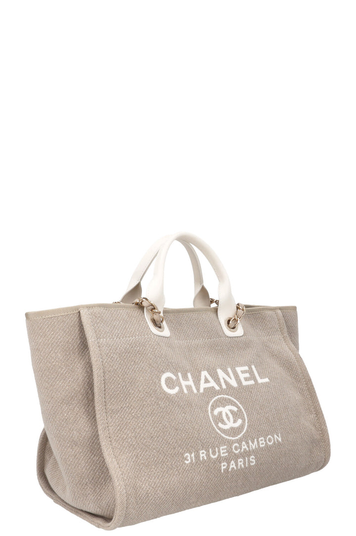 CHANEL Deauville Medium Canvas Beige