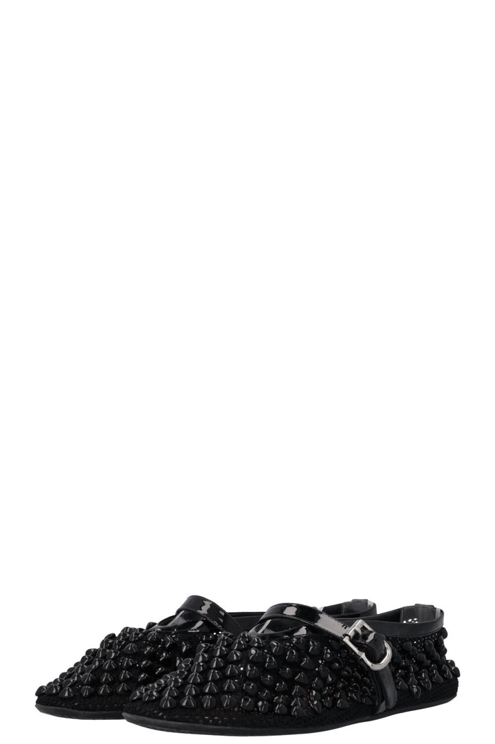 ALAÏA La Ballerine Flats Beads Mesh Black
