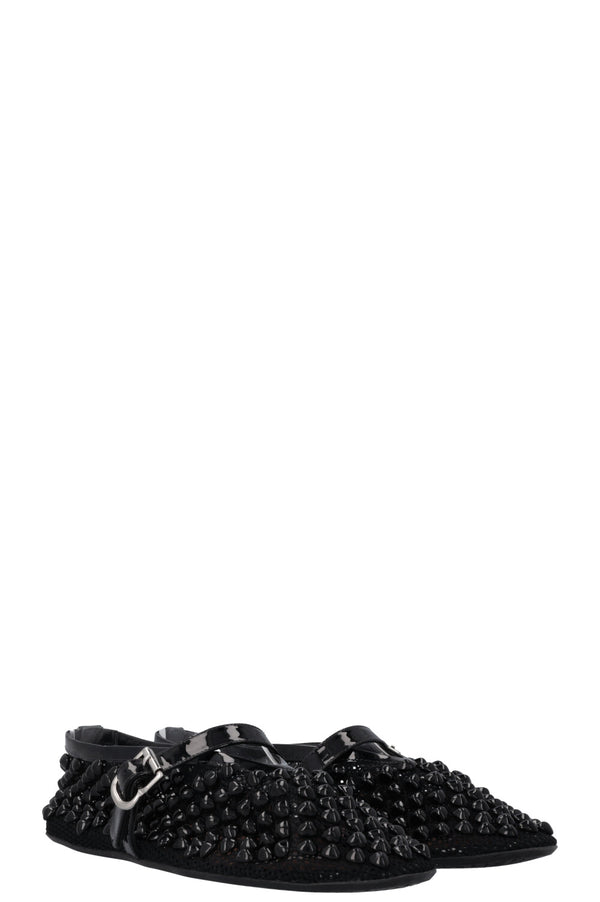 ALAÏA La Ballerine Flats Beads Mesh Black